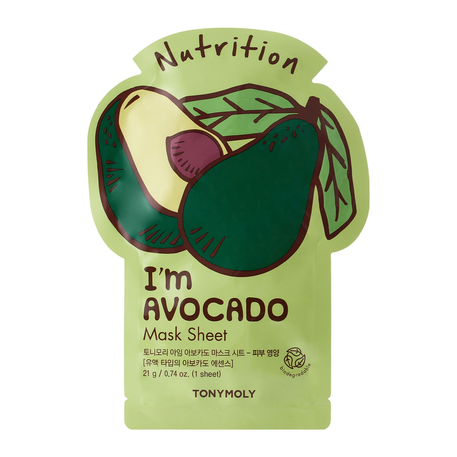 TonyMoly - I`m Real Avocado Mask Sheet Nutrition - 1pc/21ml